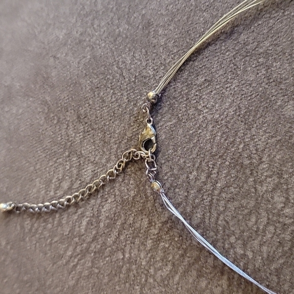 5/$25 Y2k Gray Blue Floating Illusion Acrylic Beaded Layered Necklace - Picture 3 of 6